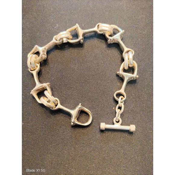 Adorable Vintage Sterling Silver Stirup-Link Bracelet - Picture 2 of 5